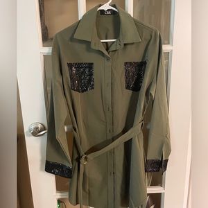 Ladies CBR Tunic Button Down Shirt with Belt